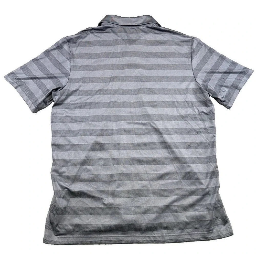 Adidas Men's Gray Striped Climacool Short Sleeve Polo Shirt Size L Preppy